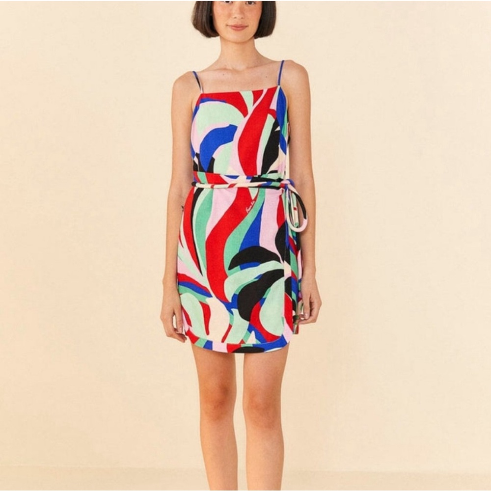 NWOT Farm Rio Colorful Monstera Mini Dress